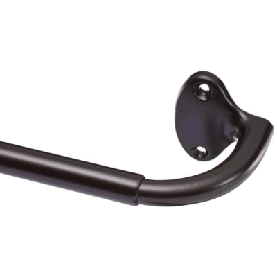 Abbildung von Amazon Basics Gardinenstange für Verdunkelungsvorhänge mit gebogener Stange Ausziehbar von 122 bis 224cm, Bronze