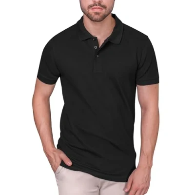 Abbildung von HRM Herren Heavy Stretch Polo, schwarz, Gr. 4XL I Premium Polo Shirt aus 95% Baumwolle &amp; 5% Elasthan Basic Polohemd bis 40C waschbar Hochwertige nachhaltige Kleidung Workwear