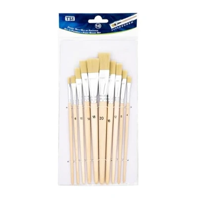 Abbildung von TSI Borstenpinsel Set 10 teilig (Größen 2,4,6,8,10,12,14,16,18 und 20), Schaft naturbelassen, Art. Nr. 49032