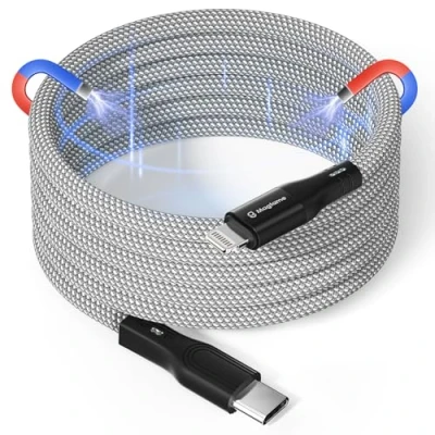 Abbildung von Magtame Magnetic USB C to Lightning Kabel Coiled, 1.5M MFi Certified Type für Phone, Phone Schnellladekabel 14 13 12 11 Pro Max XR XS X 8 Plus SE
