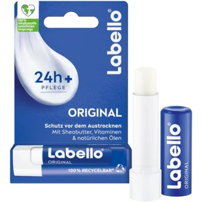 Abbildung von Labello Original Lippenpflegestift, hochwirksame Lippenpflege mit Sheabutter, Vitaminen und natürlichen Ölen, Lippenbalsam für mehr als 24h Feuchtigkeit (4,8 g)