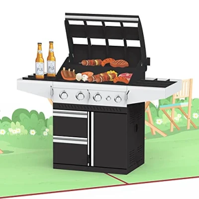 Abbildung von papercrush® Pop Up Karte Grill 3D Geburtstagskarte mit Miniatur Gasgrill für Mann, Papa &amp; Freund, Geldgeschenk Grillen Gutschein Grillkurs, Grillparty oder Grillabend