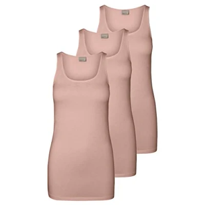 Abbildung von VERO MODA Damen VMMAXI My Soft Long Tank TOP GA 3P 10229554, Rosa (3X Misty Rose), M