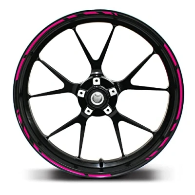 Abbildung von Felgenrandaufkleber Speed Design 12 Teilig Komplett Set Finest Folia passend für 17 Zoll &amp; 16&quot; 18&quot; 19&quot; Felgen Motorrad Auto Fahrrad MR002 (Neon Pink)