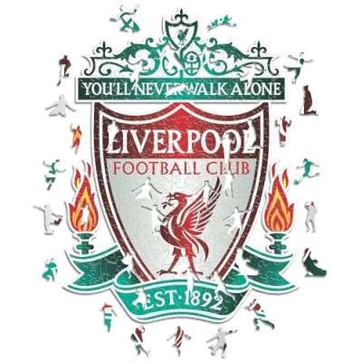 Abbildung von Iconic Puzzles, Liverpool Crest, 100% ökologisch nachhaltiges Holzpuzzle mit offizieller Lizenz, Größe L, 500 Teile