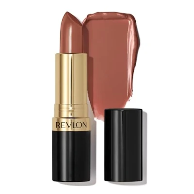 Abbildung von REVLON Lippenstift, super glänzender cremige Formel für weiche, voller aussehende Lippen, feuchtigkeitsspendendes Gefühl in Nudes und Braun, Whiskey Business (803), 4,3 g