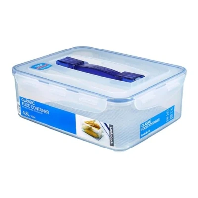 Abbildung von LocknLock PP Classic Aufbewahrungsbox mit Griff und Gitter, 4,8 L, 295 x 230 106 mm, 100 % luft wasserdichte Vorratsbox, Cleveres Verschluss System, Deckel