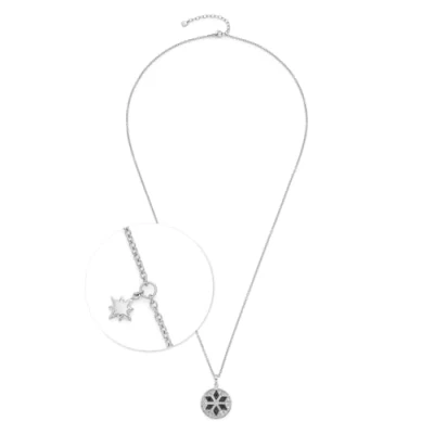 Abbildung von JEWELS BY LEONARDO Halskette Biella, lange Kette aus silberfarbenem Edelstahl, Sternmotiv mit schwarzen und klaren Glassteinen, 70 75 cm Länge, Schmuck Geschenk, 024363