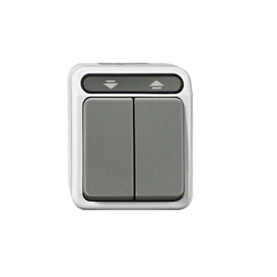 Abbildung von Schneider Electric Merten MEG3755 8029 Aufputz Rollladentaster, 1 polig, Feuchtraum Schalterprogramm fach , IP44, AQUASTAR, Lichtrgrau