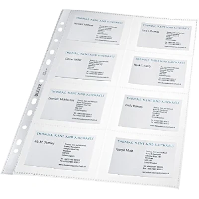 Abbildung von Leitz Visitenkarten Prospekthüllen Set, 10 Stück, A4 Format, Glasklar mit glänzender Oberfläche, 0,105 mm PP Folie, 47583003