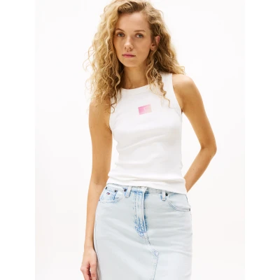 Abbildung von Tommy Jeans Gradient FLAG Top, Damen, Größe: 32, Ecru