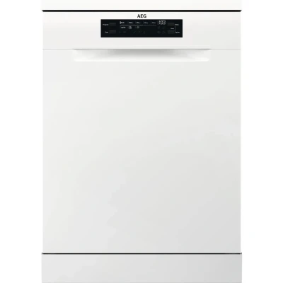 Abbildung von AEG FFB6491AZW Standgeschirrspüler / Serie 6000 mit SatelliteClean 60cm AirDry ideale Trocknungsergebnisse C energiesparend MaxiFlex Besteckschublade Display Startzeitvorwahl
