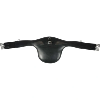 Abbildung von Equiline Spring Sattelgurt Leder mit Bauchlatz Schwarz 120cm