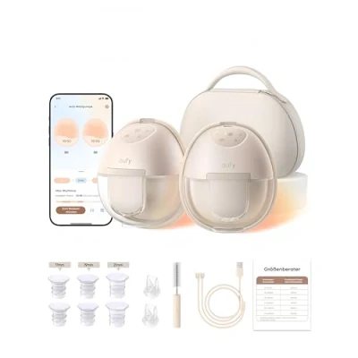 Abbildung von eufy Security Tragbare Milchpumpe Pump S1 Pro, Freihändige Elektrische mit Wärmefunktion, Mobile Ladetasche, App Gesteuerter Smart Rhythmus, Krankenhausqualität Saugkraft, Superleise