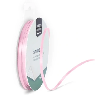Abbildung von Vaessen Creative 301002 0006 Satinband Rosa, 3 mm x 10 Meter, Schleifenband, Dekoband, Geschenkband und Stoffband für Hochzeit, Taufe Geburtstagsgeschenke, 3MM
