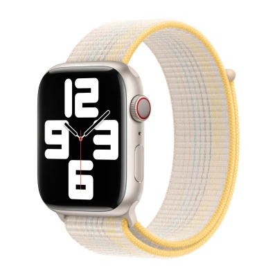 Abbildung von Apple Watch Armband Original Stoff Weiß Geeignet für Series 1 9 / SE