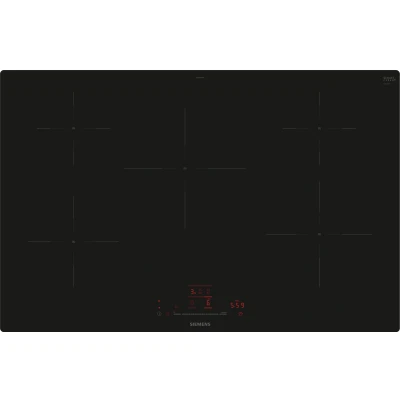 Abbildung von Siemens EH801HVB1E iQ100, Smartes Induktionskochfeld, 80 cm, Schwarz, flächenbündig, TouchSlider, Intelligente Dunstabzugsautomatik das perfekte Zusammenspiel von Kochfeld und Dunstabzugshaube