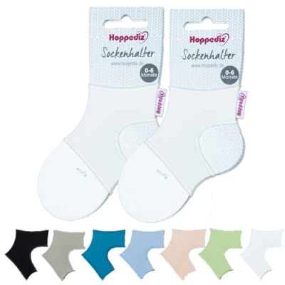 Abbildung von Hoppediz Unisex Baby 2 er Set Sockenhalter Socken, 0 6 Monate, Creme, Einheitsgröße (2er Pack)