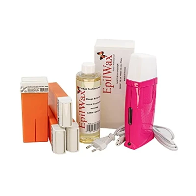 Abbildung von EpilWax Royal Complete Epilation Kit mit: Professionellem Wachswärmer 4 Roll On Wachs 100 ml Argan, Epilierstreifen, 1 Flasche mit 250 Öl nach der (Royal Serie l&#039;Argan 4)