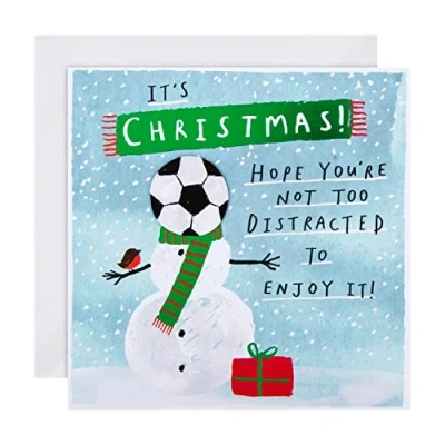 Abbildung von Hallmark Weihnachtskarte lustiges Fußball Design