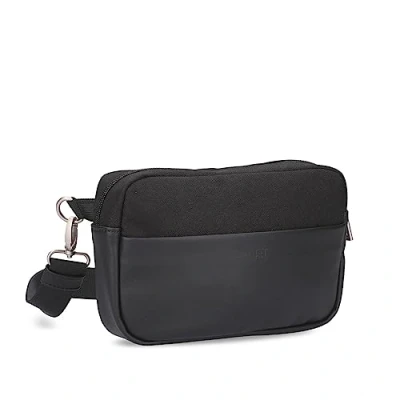Abbildung von Damen Hip Bag Kim KIH30 Wasserabweisende Bauchtasche 1 Liter (24 x 15 cm) aus hochwertigem Hydroflex Kunstleder, strapazierfähige Crossbody Bag, 3 in Brusttasche, Gürteltasche &amp; Hüfttasche (Black)