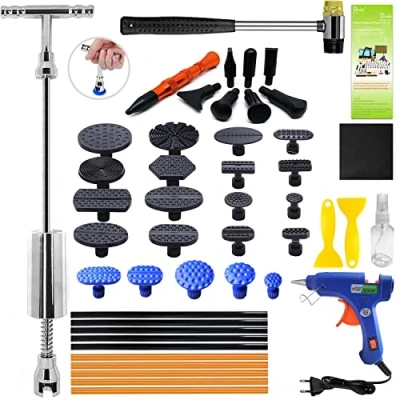 Abbildung von Dellen Reparaturset Gleithammer Repair Set, Ausbeulwerkzeug Reparatur mit 21 Stück Klebel für DIY Fahrzeug Kühlschrank Waschanlage Entfernen