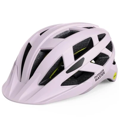 Abbildung von OutdoorMaster MIPS Fahrradhelm Zwei herausnehmbare Innenfutter &amp; Belüftung in Multi Environment Mountain, Autobahn für Jugendliche Erwachsene (Nebliges Sakura, 59 61CM)