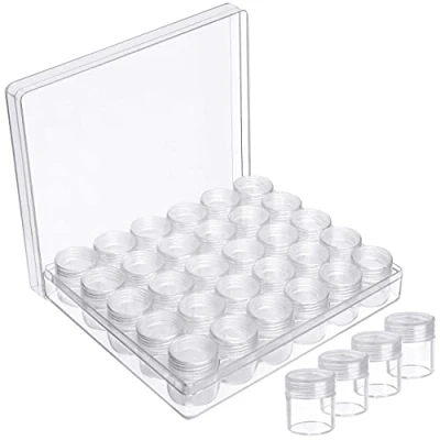 Abbildung von Kurtzy Transparente Kleine Dosen mit Deckel Plastik 30 Creme Probendöschen Kosmetik Herausnehmbar Perfekt bei Diamant Punkt Malerei Perlen, Schmuck, DIY Nagelkunst, Glitzer &amp; Stickerei