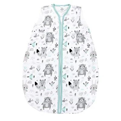 Abbildung von TupTam Baby Sommer Schlafsack 0.5 TOG aus OEKO TEX zertifizierten Materialien, Farbe: Bären/Füchse/Mint, Größe: 80 86