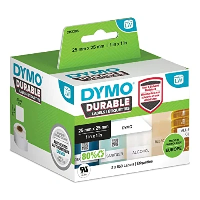 Abbildung von DYMO 2112286 Etiketten Rolle 25 x 25mm Polypropylen Folie Weiß 1700 St. Permanent Universal Etikett