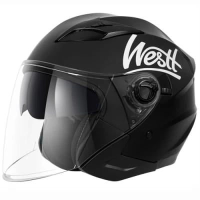 Abbildung von Westt Jethelm mit Visier und Sonnenblende Motorradhelm Herren Damen Rollerhelm Mopedhelm Mofa Chopper Helm Motorrad Halbhelm Open Face Pilotenhelm ECE DOT Zertifiziert