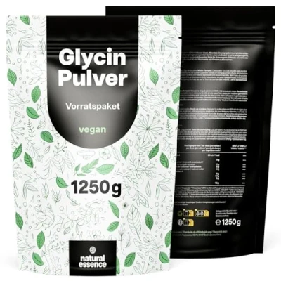 Abbildung von Glycin Pulver 1250g (1,25KG) 100% reine Aminosäure süße Amino Glycine Ohne Zusätze, vegan und produziert in Deutschland