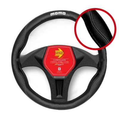 Abbildung von Momo COMFORT SWC011BW Lenkradbezug schwarz, weiß 38 39cm PVC