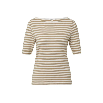 Abbildung von s.Oliver Gestreiftes MIT FLAM Struktur Tshirt print, Damen, Größe: 34, Hellbraun