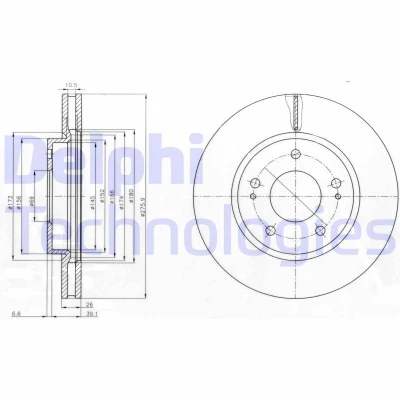 Abbildung von DELPHI BG4147 Bremsscheibe 276 26 5 Belüftet geölt unbehandelt ohne Radlager, ABS Sensorring MITSUBISHI: Lancer 7 Limousine,