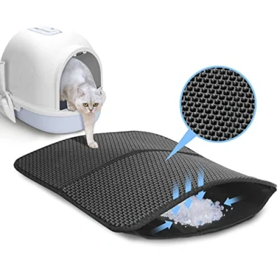 Abbildung von Nobleza Katzenklo Matte Katzenstreu Katzenklo,(60x40cm,Schwarz) Unterleger Waben Design,rutschfeste für Katzentoiletten,Cat Litter mat