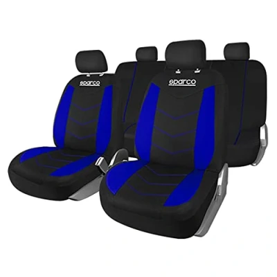 Abbildung von Sparco SPS431BL 9 teiliges Sitzbezug Set, Schwarz/Blau