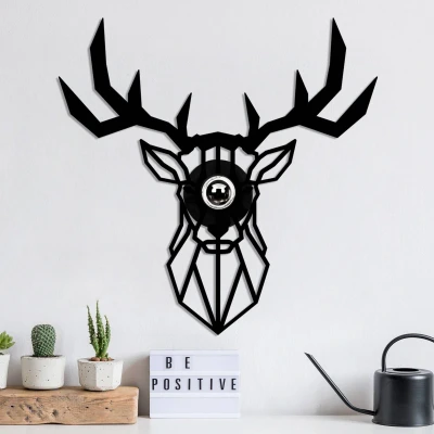 Abbildung von Wandleuchte filigraner Hirsch Apertura 55x55cm Holz und Metall Schwarz Menzzo