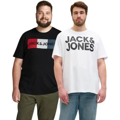 Abbildung von Jack and Jones Große Größe T Shirt für Herren Übergröße Männer 3XL bis 6XL einzeln und Multi Set (Doppelpack Mix 12, 3XL)