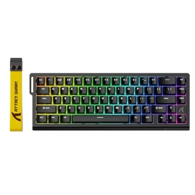 Abbildung von ATTACK SHARK X68 HE 8000Hz Rapid Trigger Tastatur, 0,01mm RT Genauigkeit, Kabelgebundene RGB 60% Gaming Tastatur mit Magnetic Switches, Einstellbare Betätigung, Snap Tap, für PC/Mac, Schwarz