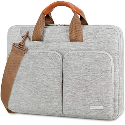 Abbildung von Lacdo 360 Rundumschutz Laptop Schultertasche, Hülle für 14 Zoll Neu MacBook Pro M4/M3/M2/M1 Chips Max A3112 A3401 A3185 A2918 A2992 A2779 A2442 2024 2021, Computer Messenger Bag, Grau