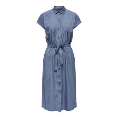 Abbildung von ONLY Damen Onlhannover S/S Shirt Dress Noos WVN Blusenkleid Mit Bindegürtel, Vintage Indigo, 36