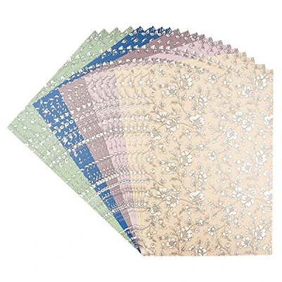 Abbildung von Ideen mit Herz Edel Dekorpapier Pearl Deko Karton 20 Bogen in 5 versch. Farben Geprägt &amp; folienveredelt DIN A4 250 g/m² (Blumen)