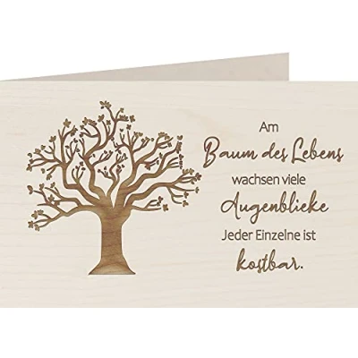 Abbildung von myZirbe Holzkarte BAUM DES LEBENS 100% handmade in Österreich Postkarte, Geschenkkarte, Grußkarte, Klappkarte, Karte, Einladung, Holzart:Ahorn