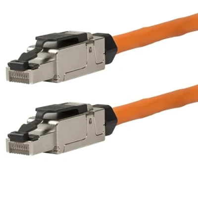 Abbildung von odedo 2x RJ45 Cat 6A Netzwerkstecker Cat7 10Gigabit werkzeuglos Crimp Stecker Verlegekabel