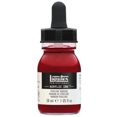 Abbildung von Liquitex 4260507 flüssige Professional Acrylfarben Ink, Tusche, 30 ml, hochpigmentierte Airbrushfarbe, Perylen Maroon