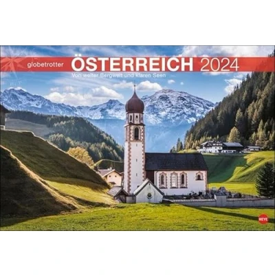 Abbildung von Österreich Globetrotter Kalender 2024. Die Alpenrepublik von ihren schönsten Seiten in einem großen Fotokalender. Ein Wandkalender 2024 im Großformat ... klaren Seen (Heye Reisekalender)