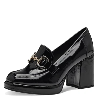 Abbildung von MARCO TOZZI Damen Loafer mit Absatz Lack Vegan, Schwarz (Black Patent), 38 EU
