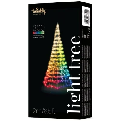 Abbildung von Twinkly Lichterbaum 3D 3 Meter, Flacher Weihnachtsbaum für Türen und Wände im Innen Außenbereich, 300 Kartierbare RGB Weiße LEDs, Kompatibel mit Alexa Google Home, IP44, App Steuerung
