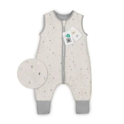Abbildung von Ehrenkind® Babyschlafsack Schlafsack mit Füßen 2.5 TOG Bio Baumwolle Ganzjahres Baby Gr. 90 Farbe Natur Graue Tropfen Oeko Tex winter und Sommer Kinder
